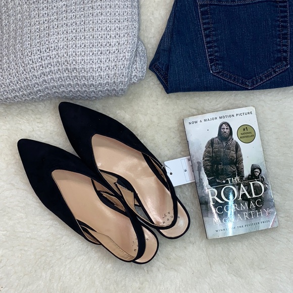 a new day Shoes - Women A New Day Slip On Black Closed Heel V-throat Sling Back Pointed Toe Mules